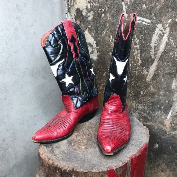Vintage Nine West Red White Blue Cowboy 